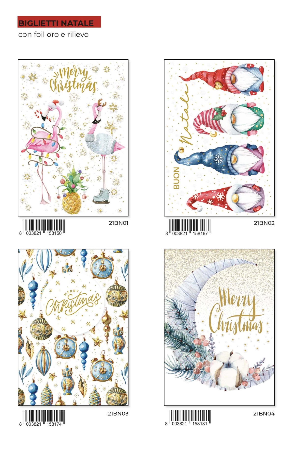 21ABN01 - BUON NATALE CON RILIEVO E FOIL (12PZ)