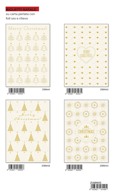 21ABN05 - BUON NATALE CON RILIEVO CARTA PERLATA (12PZ)