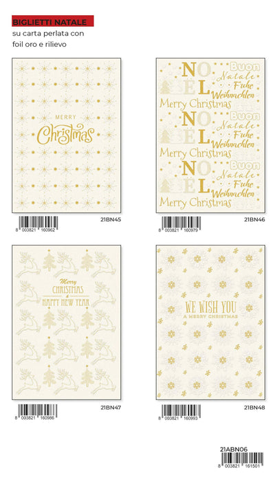 21ABN06 - BUON NATALE CON RILIEVO CARTA PERLATA (12PZ)