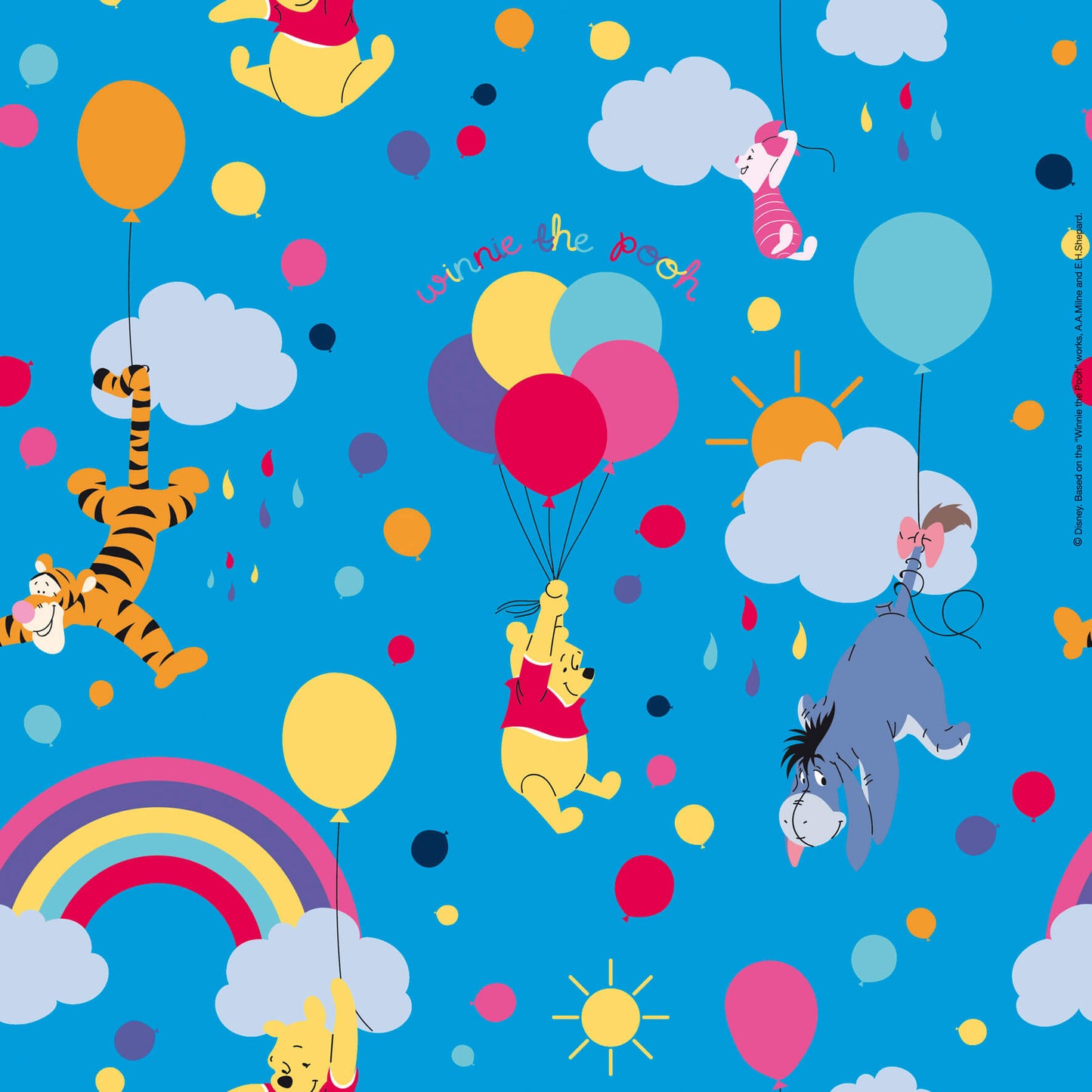 CARTA REGALO WALT DISNEY WINNIE THE POOH AZZURRA 70X100