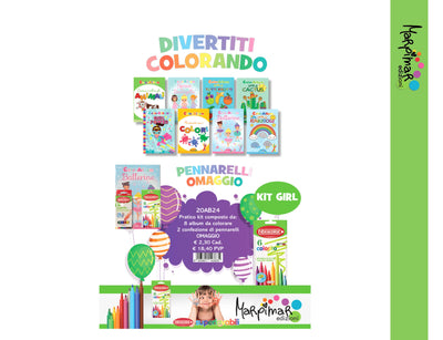 KIT 8 LIBRI DA COLORARE + 2 CF. PENNARELLI OMAGGIO - 20AB24