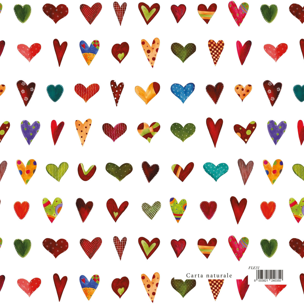 Carta Regalo Cuori Colorati 70 x 100 cm 90 gr - FLE31