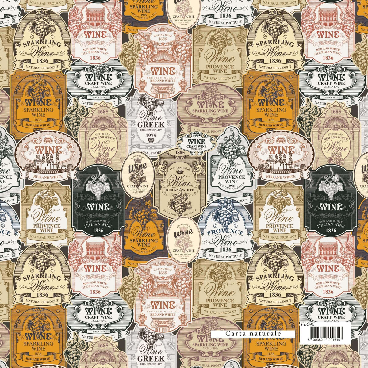 Carta Regalo Etichette Vino 70 x 100 cm 90 gr - FLC46