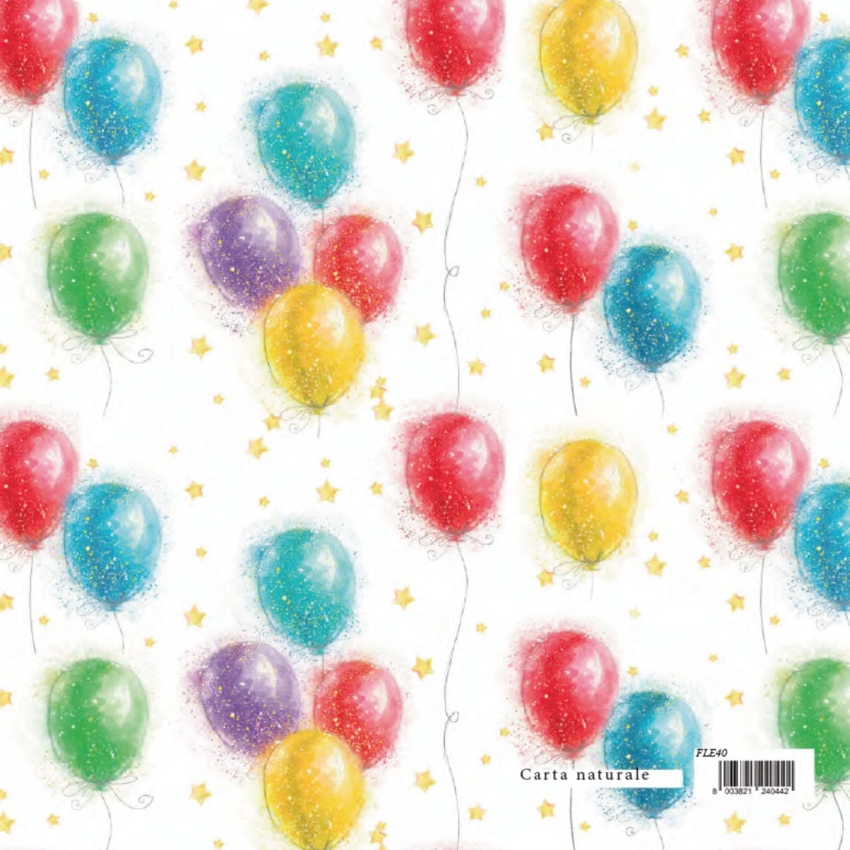 Carta Regalo Palloncini Colorati con Stelle 70 x 100 cm 90 gr - FLE40