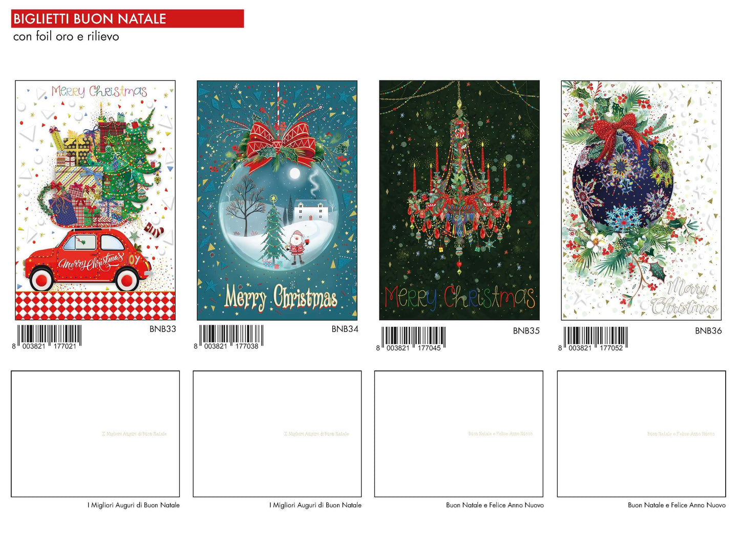 ABNB09 - BUON NATALE CON RILIEVO E FOIL (12PZ)
