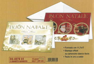 04-4078-01 BUON NATALE FOTO DECORI ORO/ROSSO (12PZ)