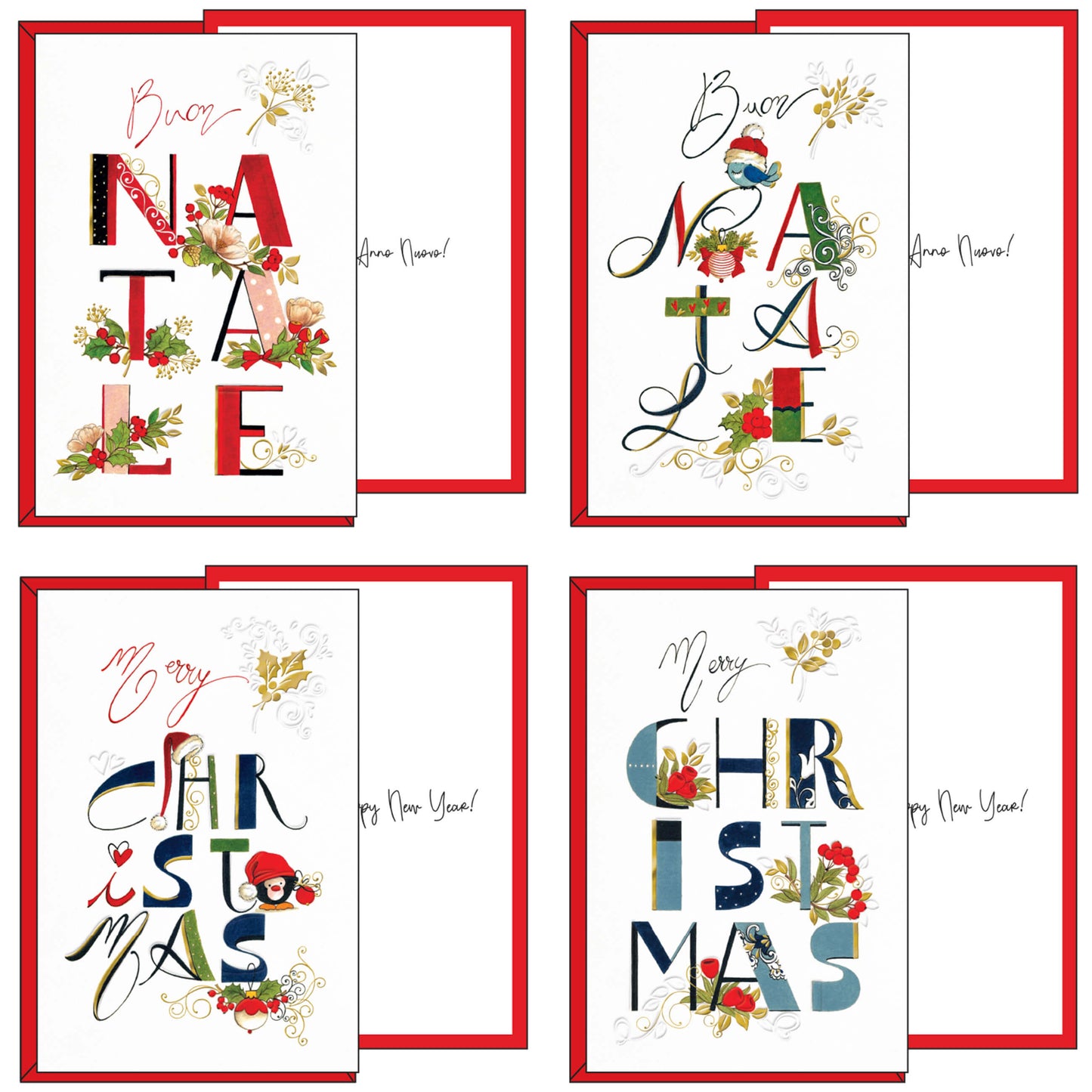 04-4411-01 BIGLIETTI BUON NATALE TESTI DECORATI (12PZ)