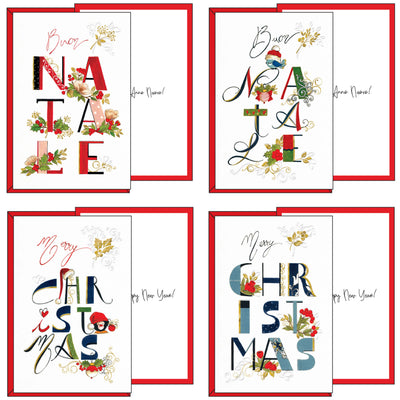 04-4411-01 BIGLIETTI BUON NATALE TESTI DECORATI (12PZ)
