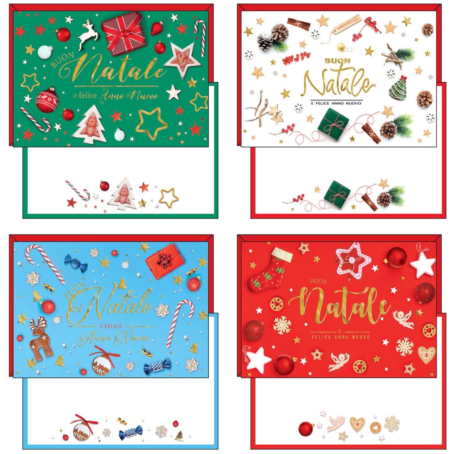 04-4433 BUON NATALE DECORI SPARSI ORO E GLITTER (12PZ)