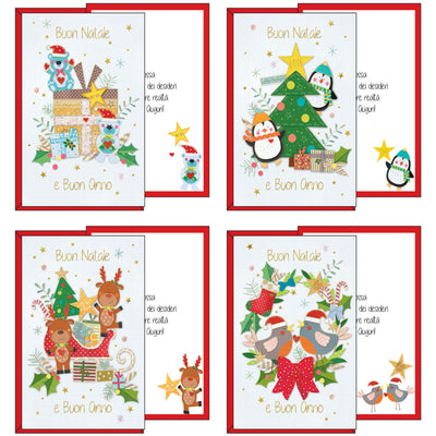 04-4440 BUON NATALE ANIMALETTI PANNOLENCI ORO E GLITTER (12PZ)