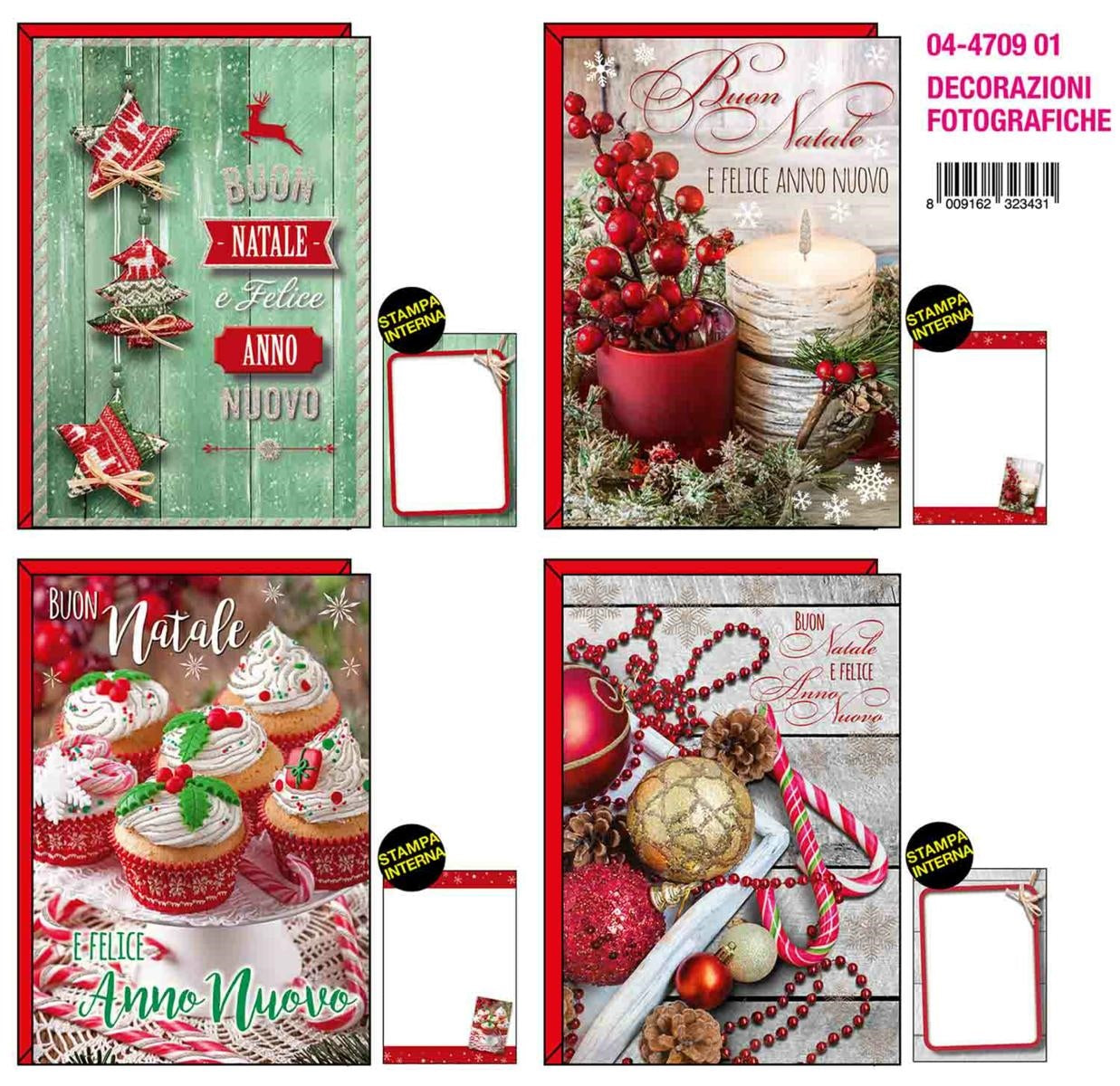 04-4709-01  BIGLIETTI BUON NATALE DECORAZIONI FOTO (12PZ)