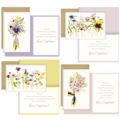 Kartos Biglietti di Compleanno Fiori Primaverili con Oro a Caldo, Rilievo e Buste Kraft (12PZ) 07553202