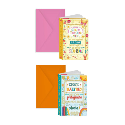 Kartos Biglietti Grazie Maestro e Maestra con Oro a Caldo, Glitter e Buste Colorate (12PZ) 07571801