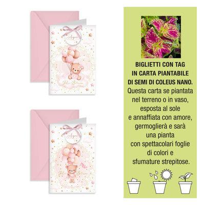 Kartos Biglietti di Auguri per Battesimo Bimba con Tag Piantabile ai Semi di Coleus, Oro a Caldo e Buste Rosa (12PZ) 17849310