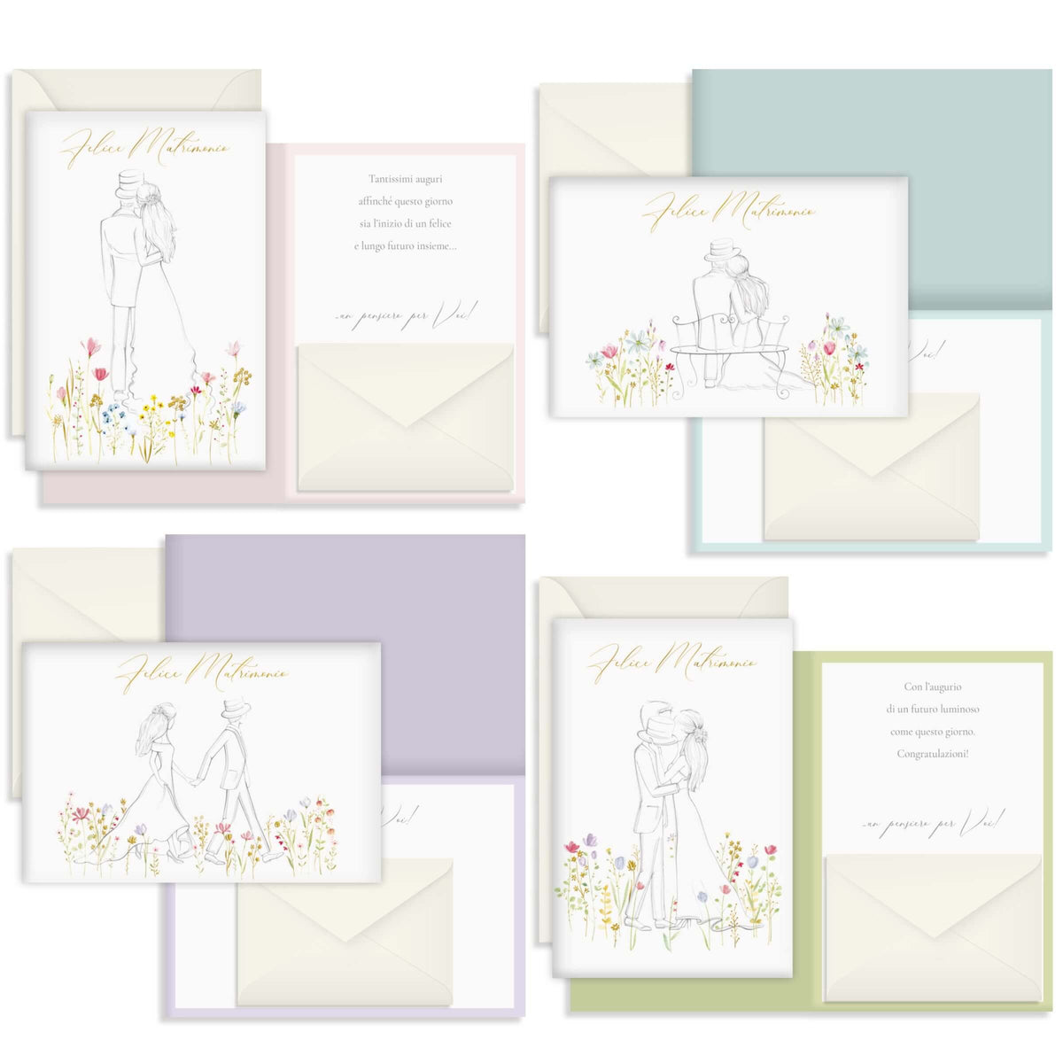 Kartos Biglietti Portasoldi per Matrimonio Sposi Romantici con Busta (12PZ) 17988501