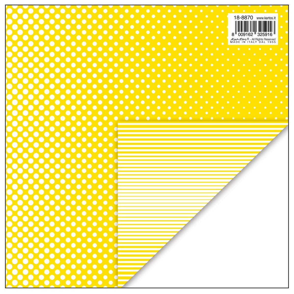 18-8870  CARTA REGALO KARTOS 70x100 - POIS/RIGHE GIALLO (10PZ)