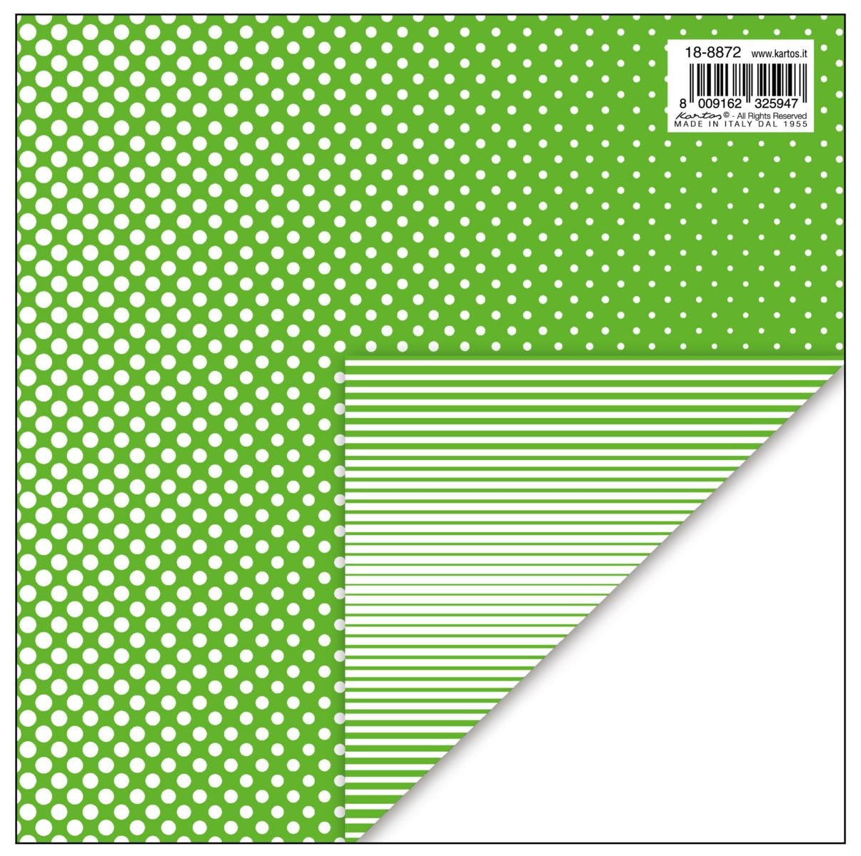 18-8872  CARTA REGALO KARTOS 70x100 - POIS/RIGHE VERDE (10PZ)