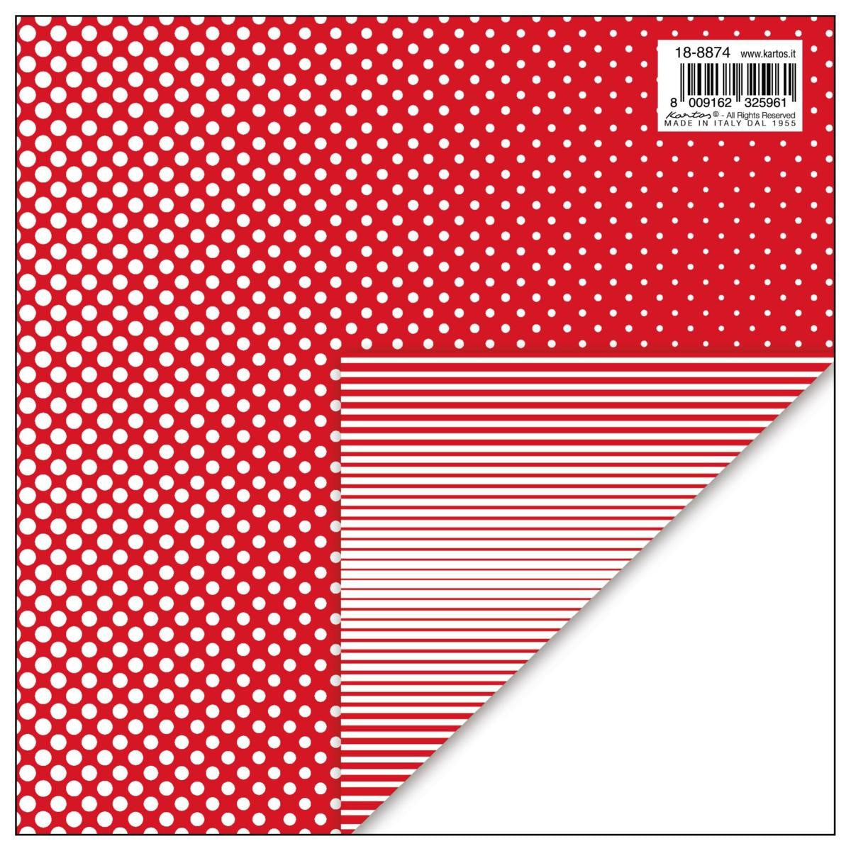 18-8874  CARTA REGALO KARTOS 70x100 - POIS/RIGHE ROSSO (10PZ)