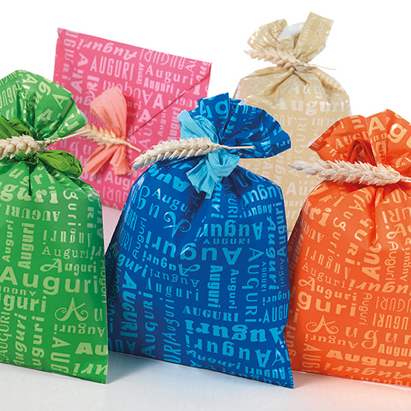 BUSTE REGALO IN PPL A SACCO 25x40 TANTI AUGURI (100PZ)