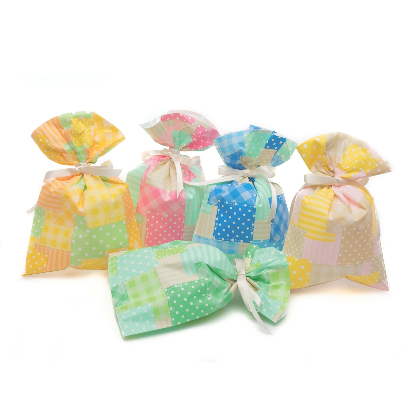 Buste regalo PPL 35x50 cm patch patchwork pastello, confezione da 50 pezzi