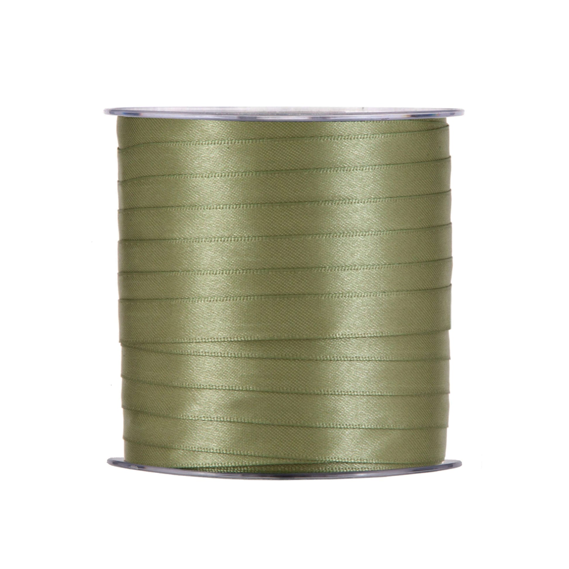 Nastro doppio raso verde salvia 10mm x 100m, tinta verde-grigio botanica