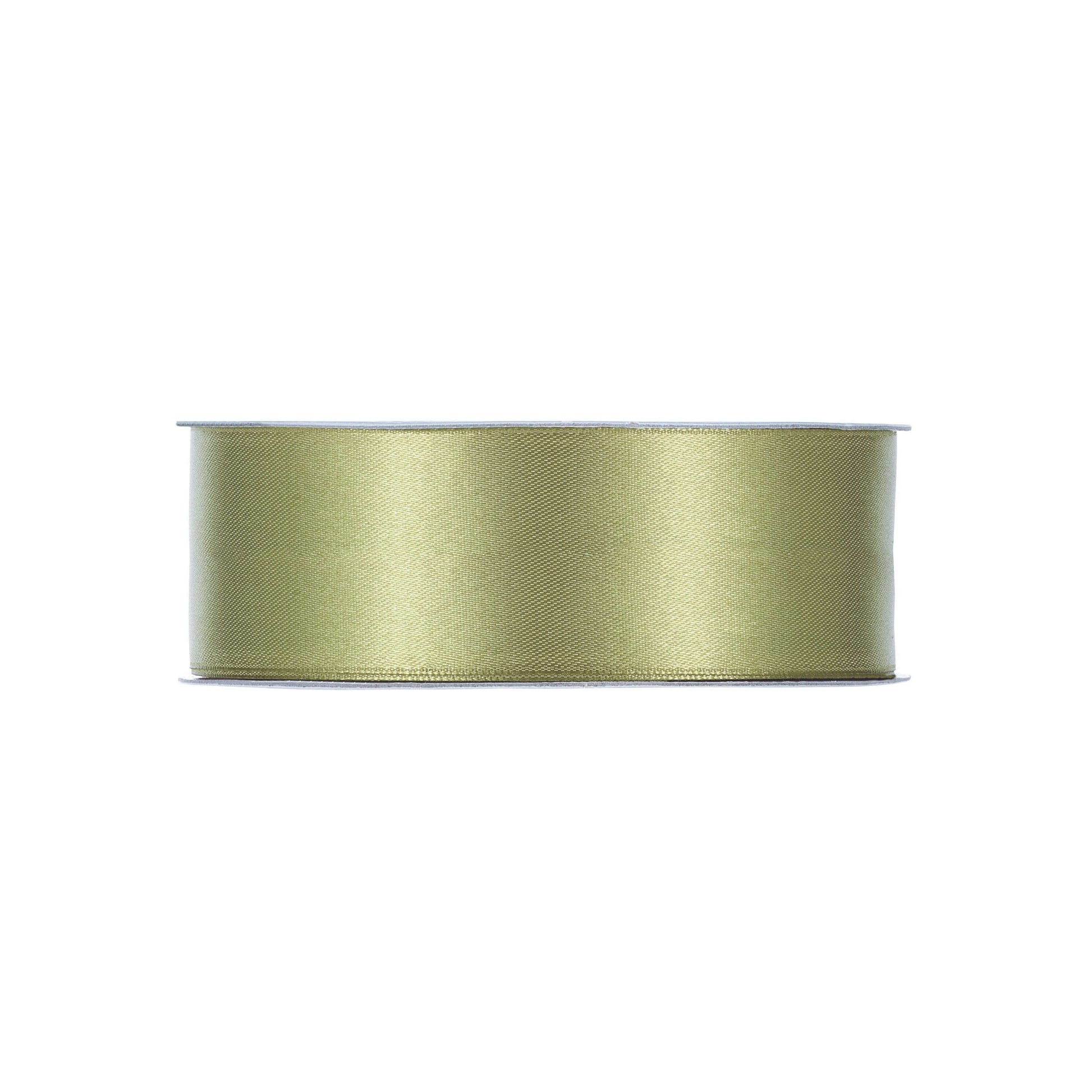 Nastro doppio raso verde salvia 25mm x 50m, verde-grigio per composizioni botaniche