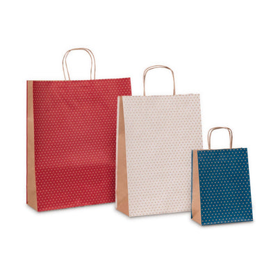 Shopper carta kraft avana pois 26x12x36cm con manici carta 25 pezzi