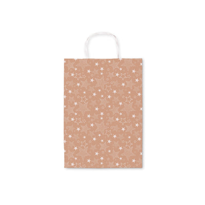 Shopper Allegra kraft avana stelline colori all'acqua 16x8x21cm vista frontale