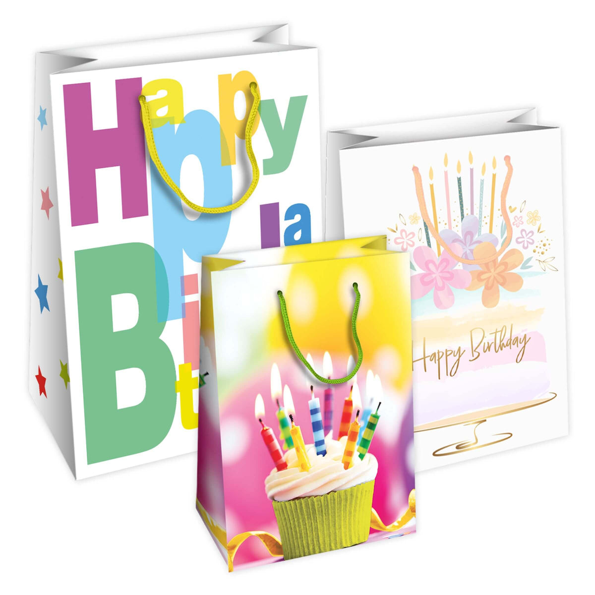 Shopper Regalo Lucida Happy con Maniglia in Corda 25x12x35 cm (10PZ) 56702