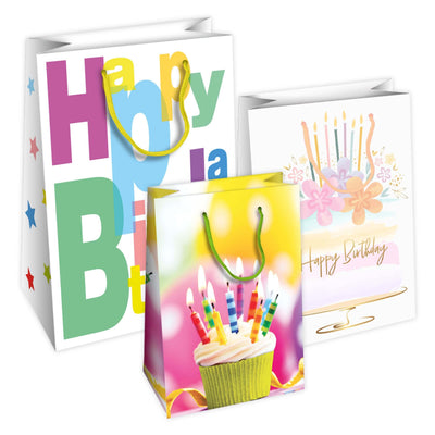 Shopper Regalo Lucida Happy con Maniglia in Corda 33x10x45 cm (10PZ) 56719