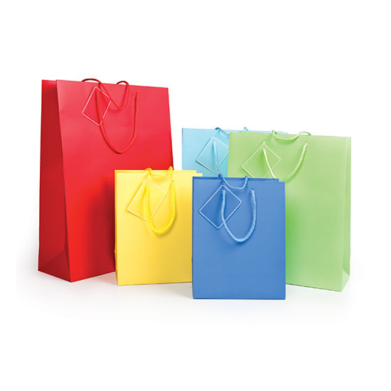 Shopper regalo colors in carta 210g 31x42x12cm con manici cordura 6 colori
