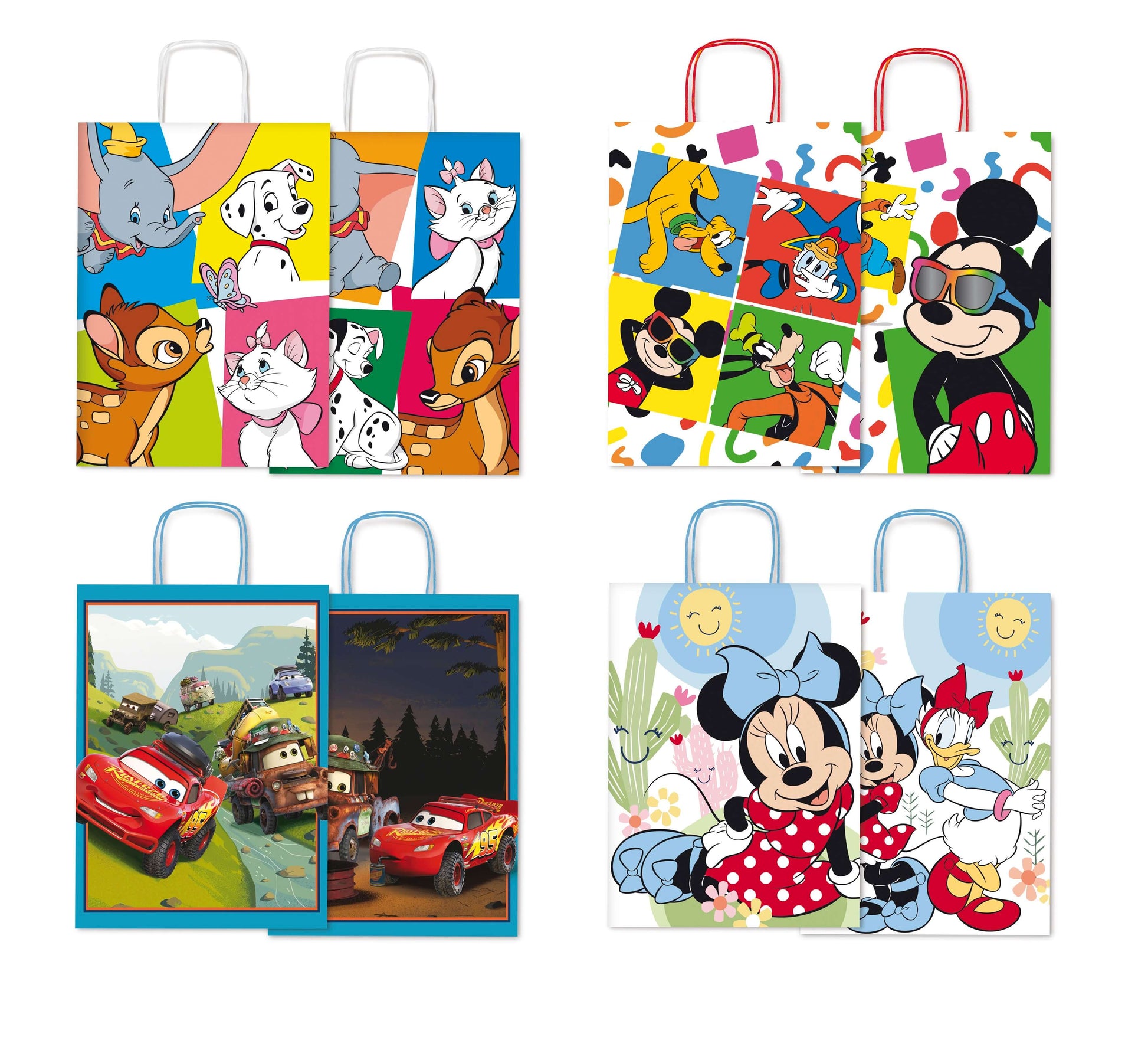 Shopper Disney kraft bianco 26x34,5x12cm con stampe a colori e manico ritorto 25pz