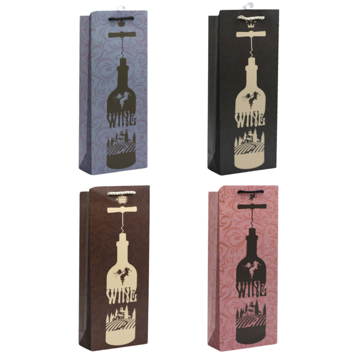 SHOPPER PER BOTTIGLIA LUXURY CON CORDINO 12,5 x 8,5 x 36 cm - JB4178