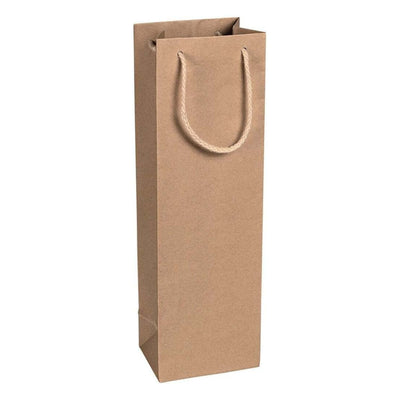 Shopper bottiglia carta kraft avana 160g 12x39+9cm per vino e liquori 12pz