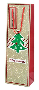Shopper portabottiglie natale 210g 12x39x10,5cm 57/B manici cordura e biglietto