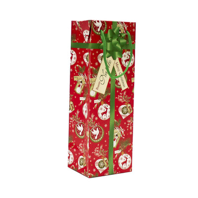 SHOPPER PER BOTTIGLIA NATALE JOY GIFT 12x35x10cm - 109403
