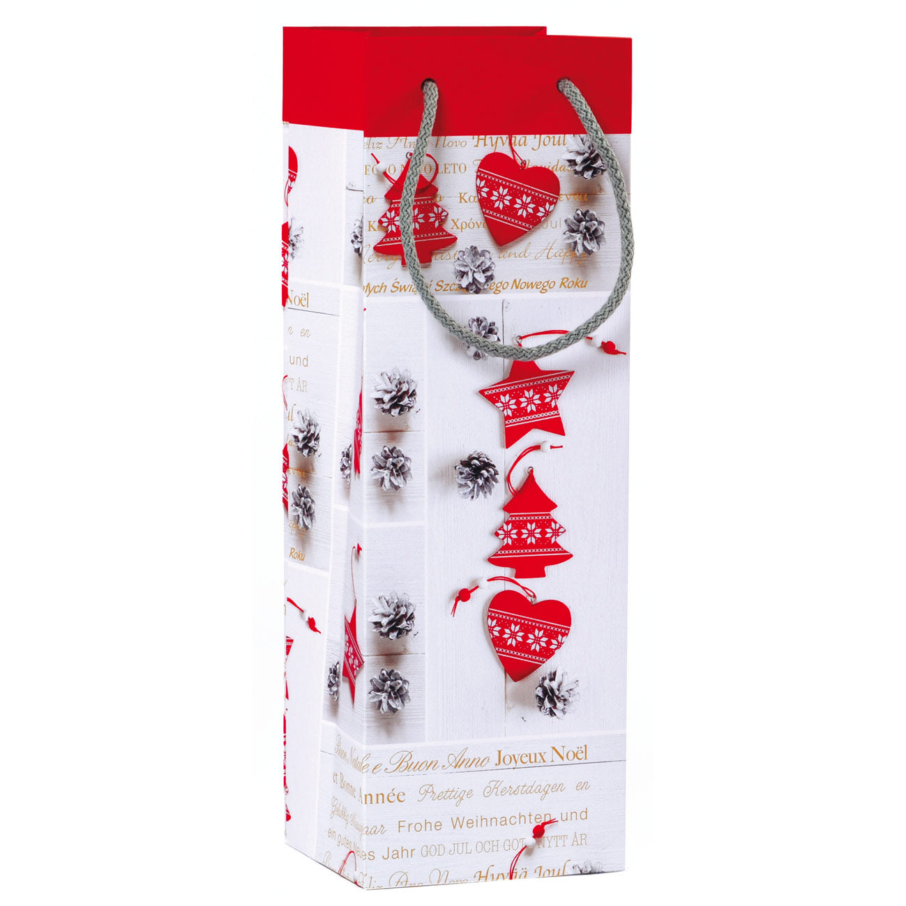 SHOPPER PER BOTTIGLIA NATALE SHABBY CHIC 12x35x10cm - 107466