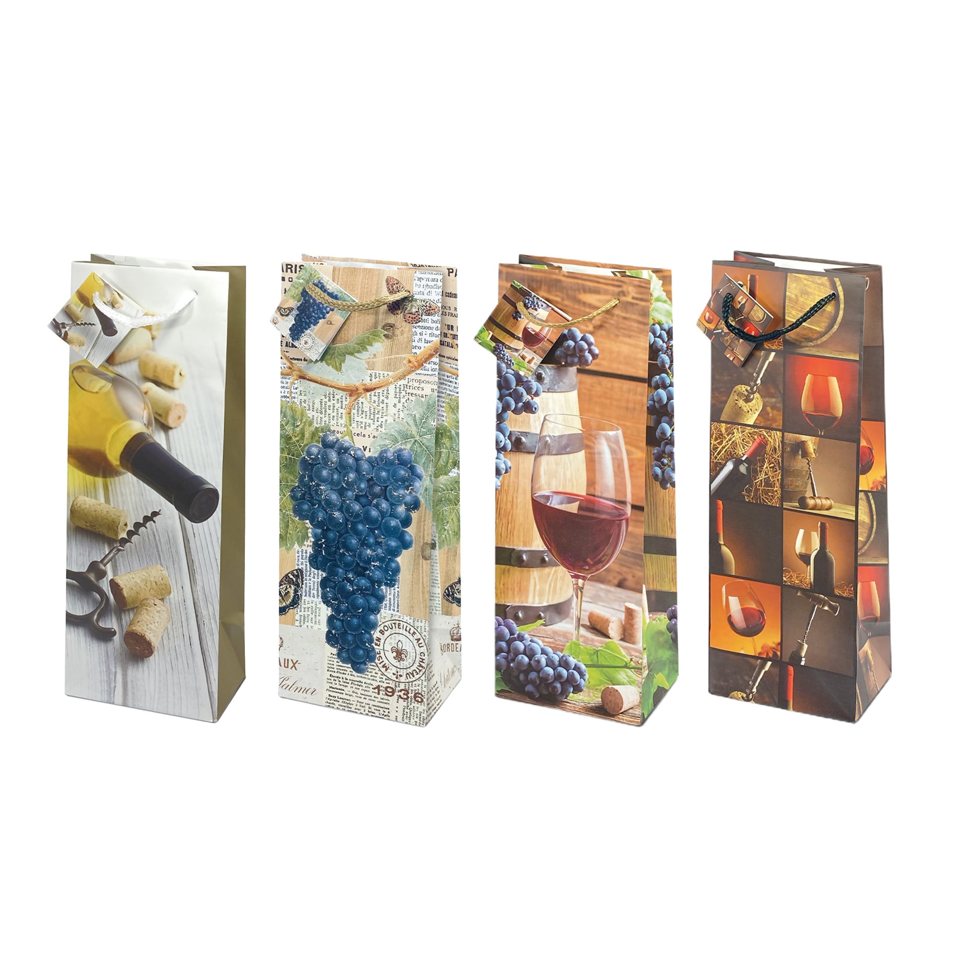 Shopper vino plastificata opaca 13x36x10cm stampa fotografica HD tema enologico 60001