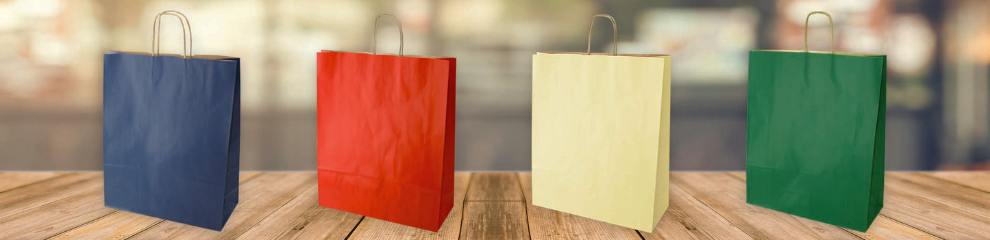 Shopper sealing tinta unita colori assortiti 44x14x50cm millerighe monolucido 25pz