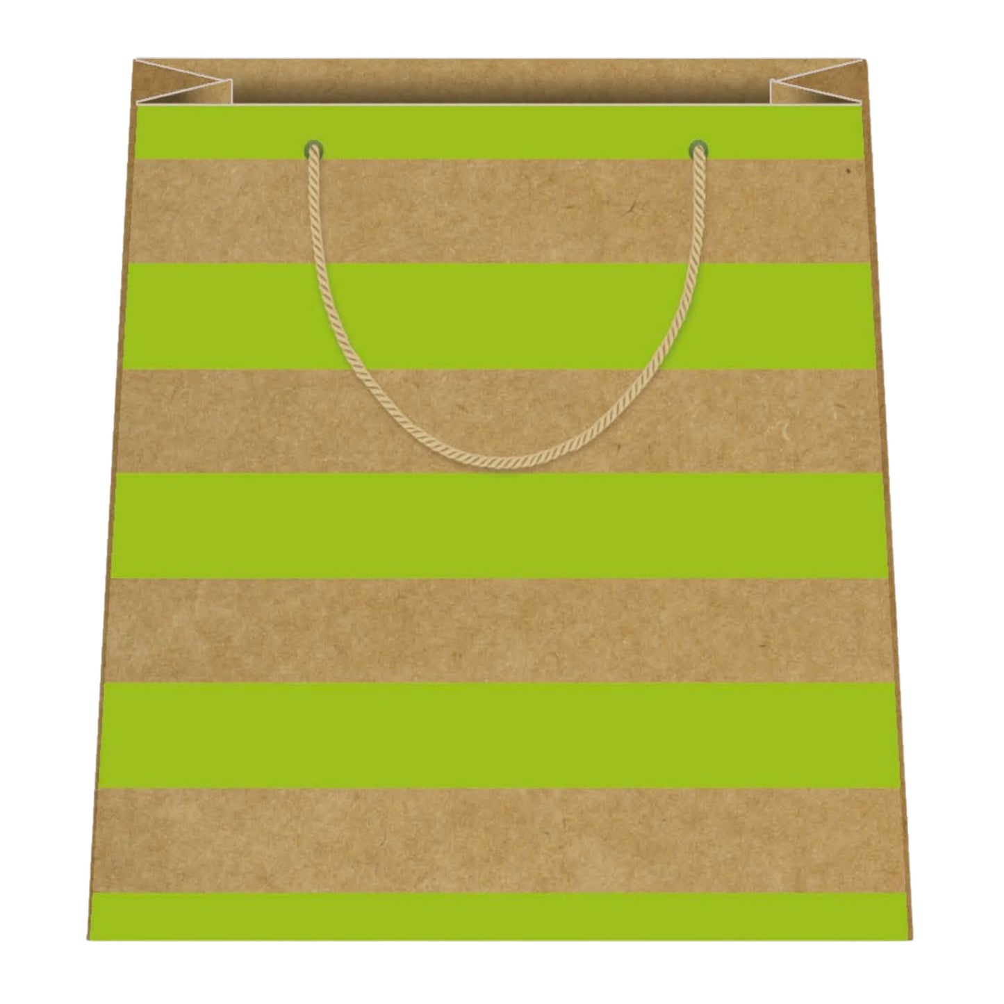 Shopper carta kraft 26x32x12cm con fasce verde lime K11 su fondo naturale