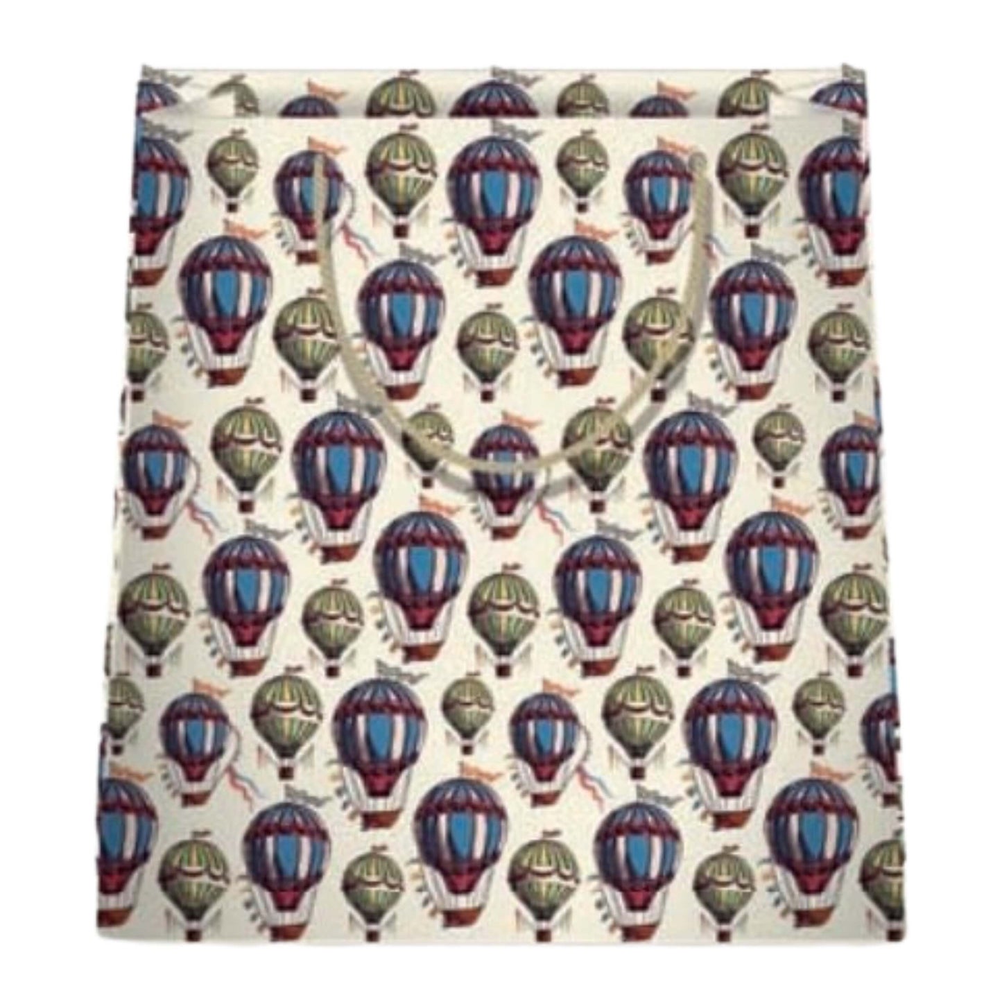 Shopper carta kraft 26x32x12cm soggetto mongolfiere PL43 pattern colorato fondo avorio