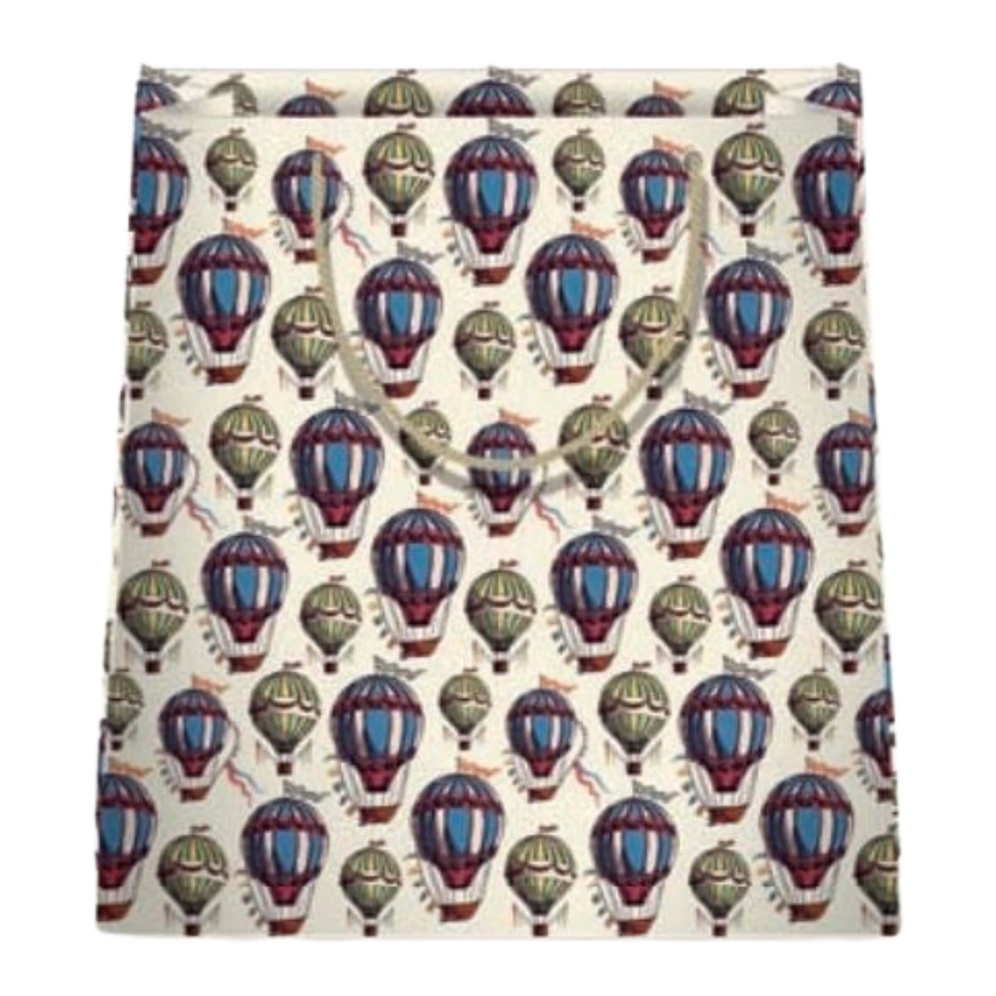 Shopper carta kraft 26x32x12cm soggetto mongolfiere PL43 pattern colorato fondo avorio