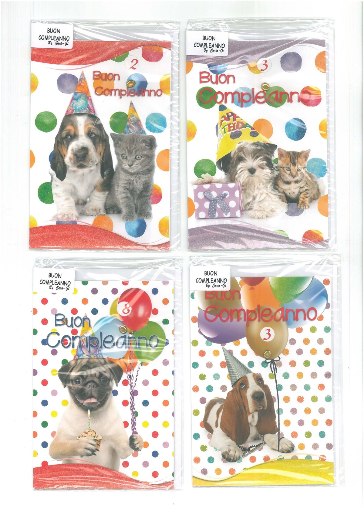 649/G  - B. COMPLEANNO CUCCIOLI CON RUOTA  (12PZ)