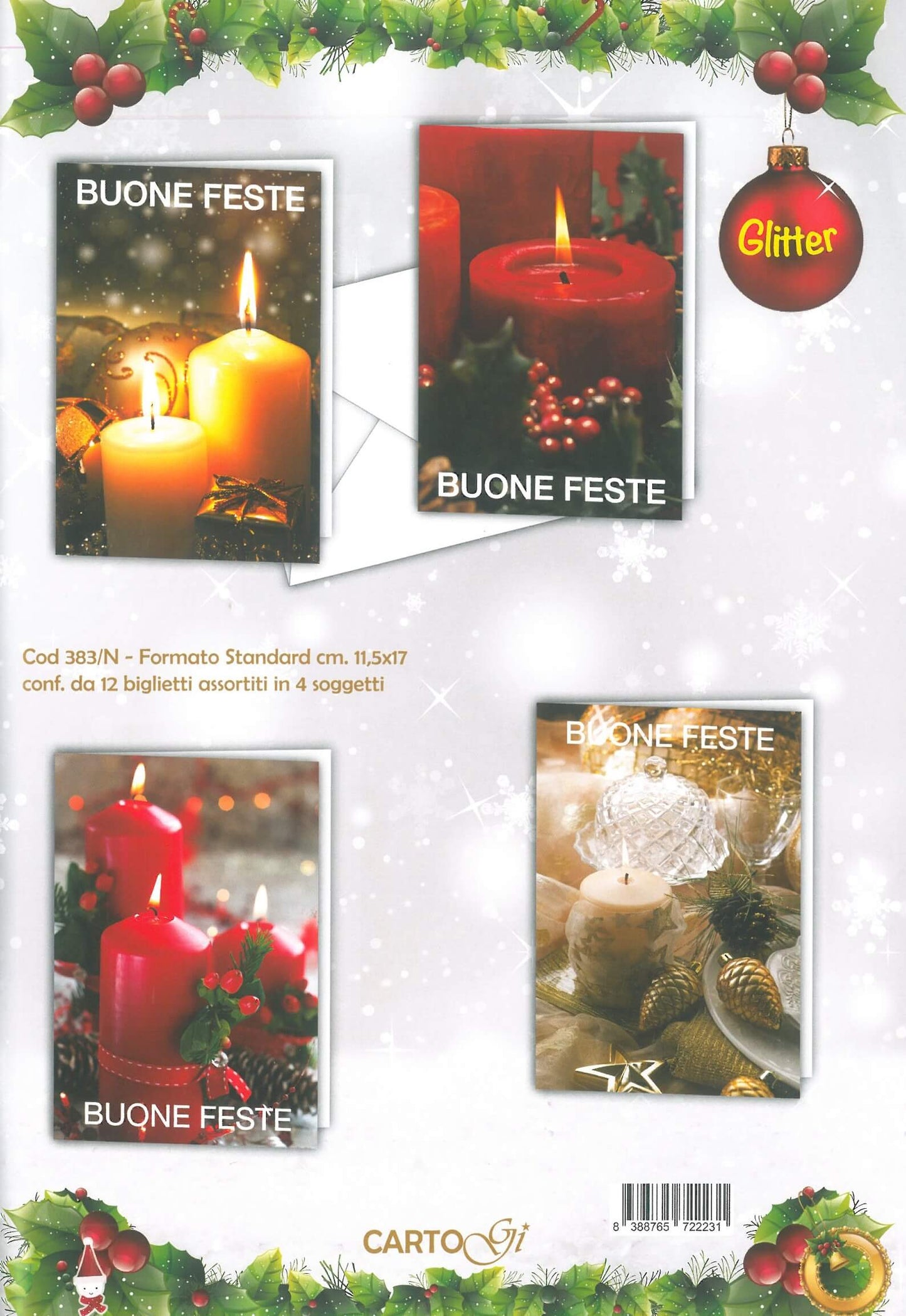 383/N  -  BUON NATALE FOTOGRAFICO GLITTER  (12PZ)