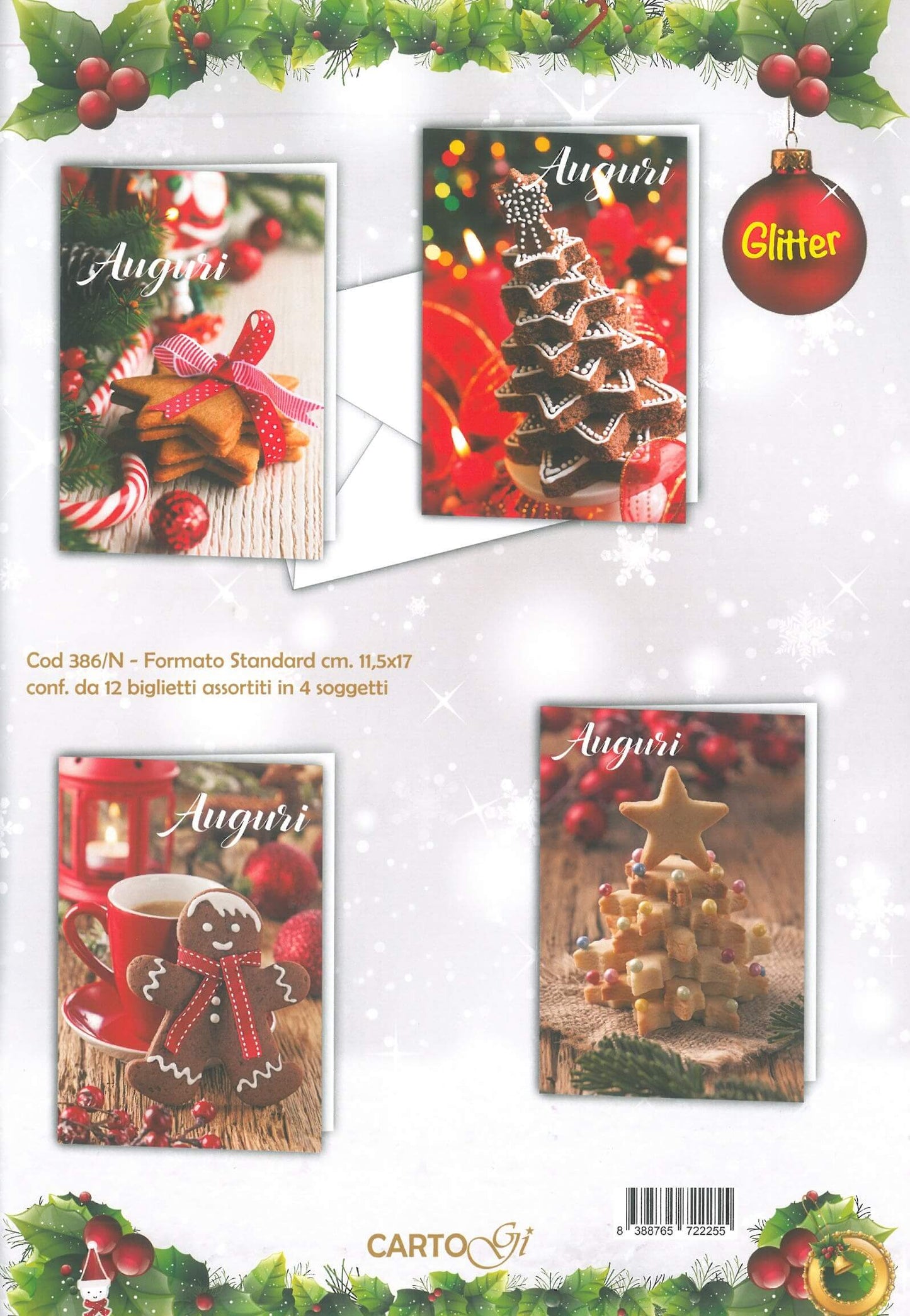 386/N  -  BUON NATALE FOTOGRAFICO GLITTER  (12PZ)