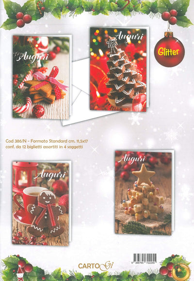 386/N  -  BUON NATALE FOTOGRAFICO GLITTER  (12PZ)