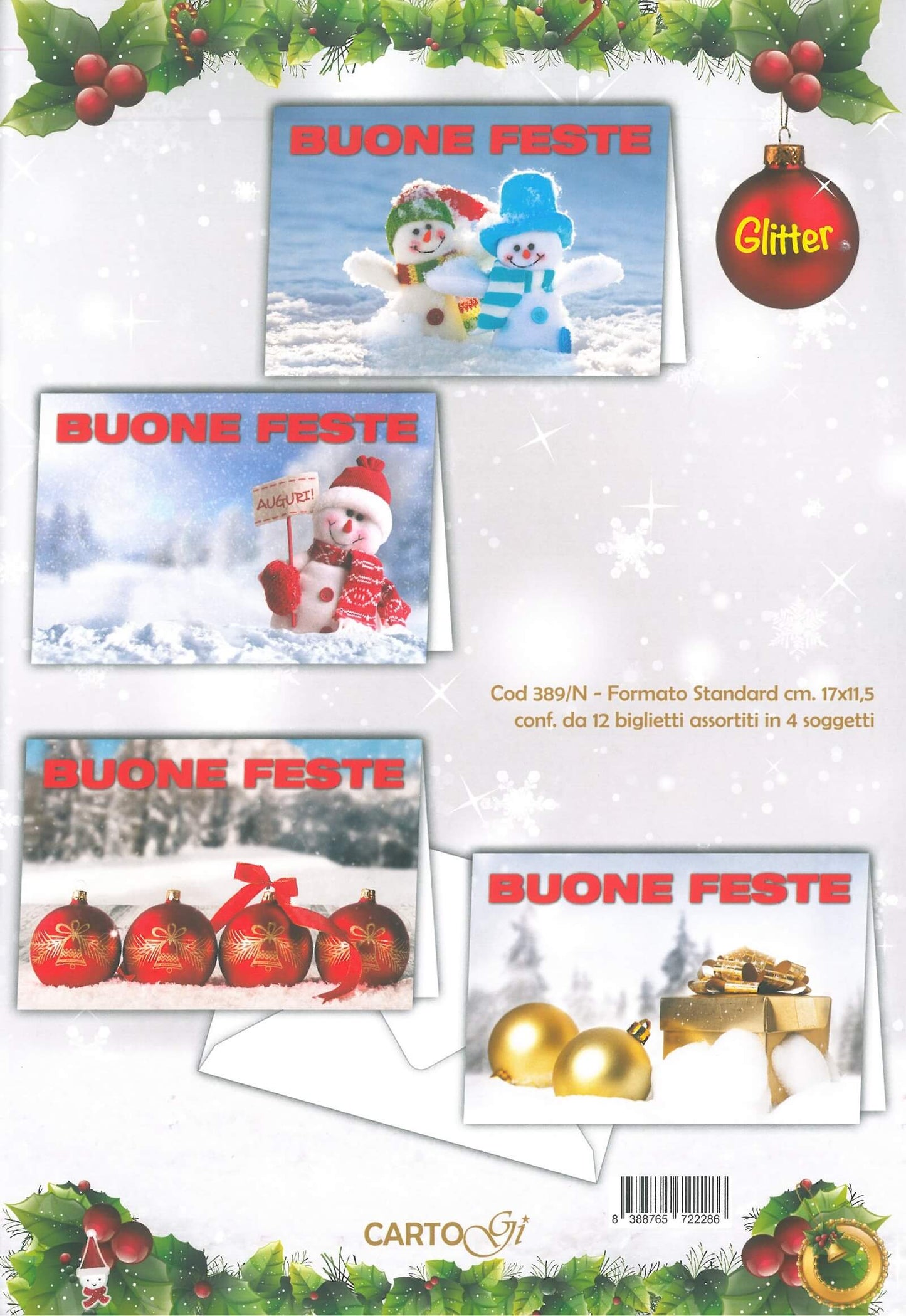389/N  -  BUON NATALE FOTOGRAFICO GLITTER  (12PZ)