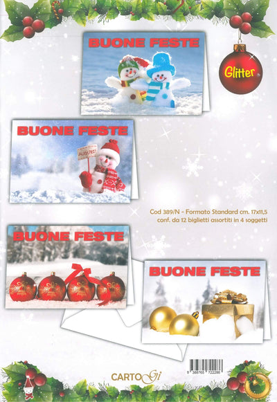389/N  -  BUON NATALE FOTOGRAFICO GLITTER  (12PZ)
