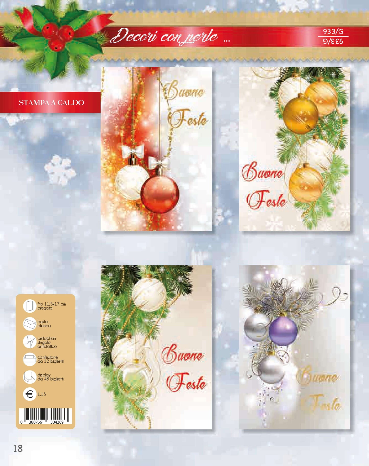 933/G  -  BUON NATALE DECORI CON PERLE (12PZ)