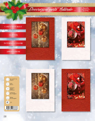 942/G  -  BUON NATALE DECORAZIONI CARTA NATURALE (12PZ)